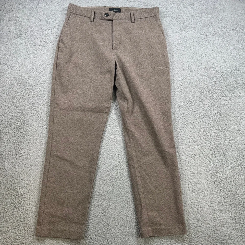 Banana Republic Mens 32x28 Slim Tapered Herringbone Chino Pants Brown Taupe